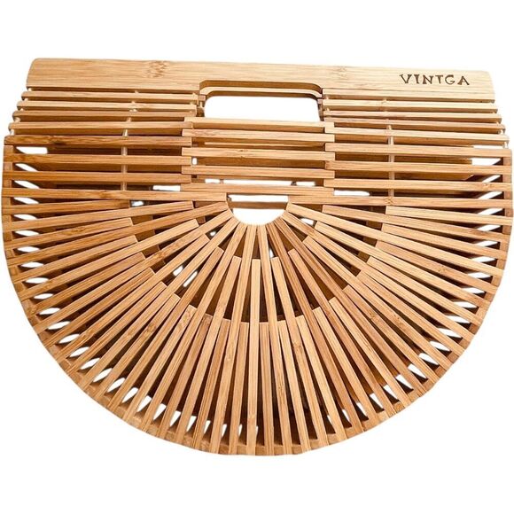Vintga Bamboo Top Handle Handbag Purse - Picture 4 of 7